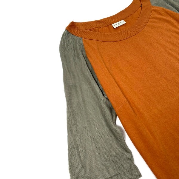 Mesh Sleeve Raglan Top –Burnt Sienna