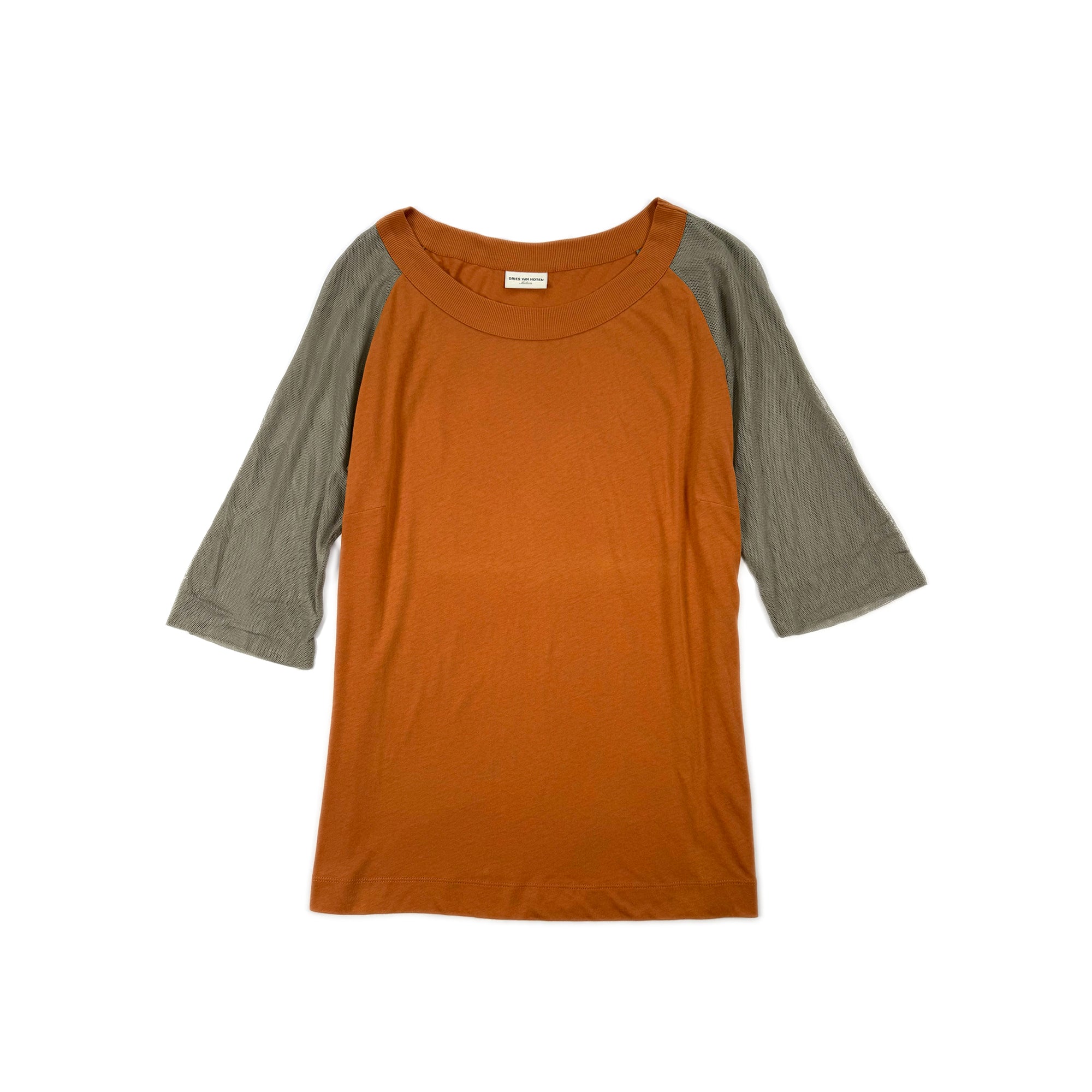 Mesh Sleeve Raglan Top –Burnt Sienna