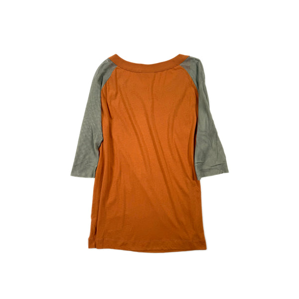 Mesh Sleeve Raglan Top –Burnt Sienna