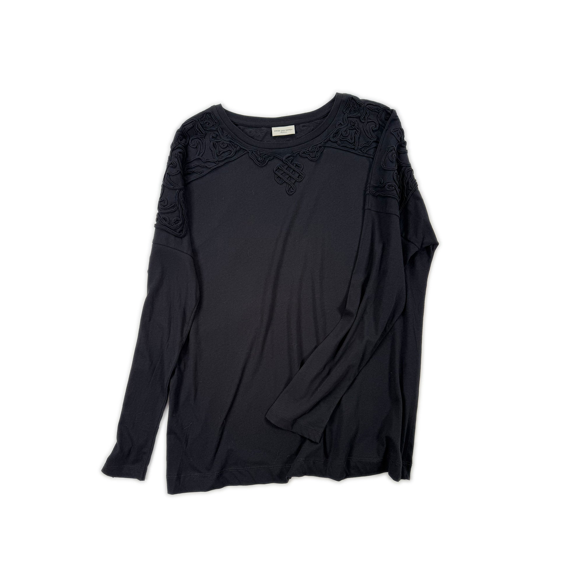 Textured Pattern Long Sleeve – Black