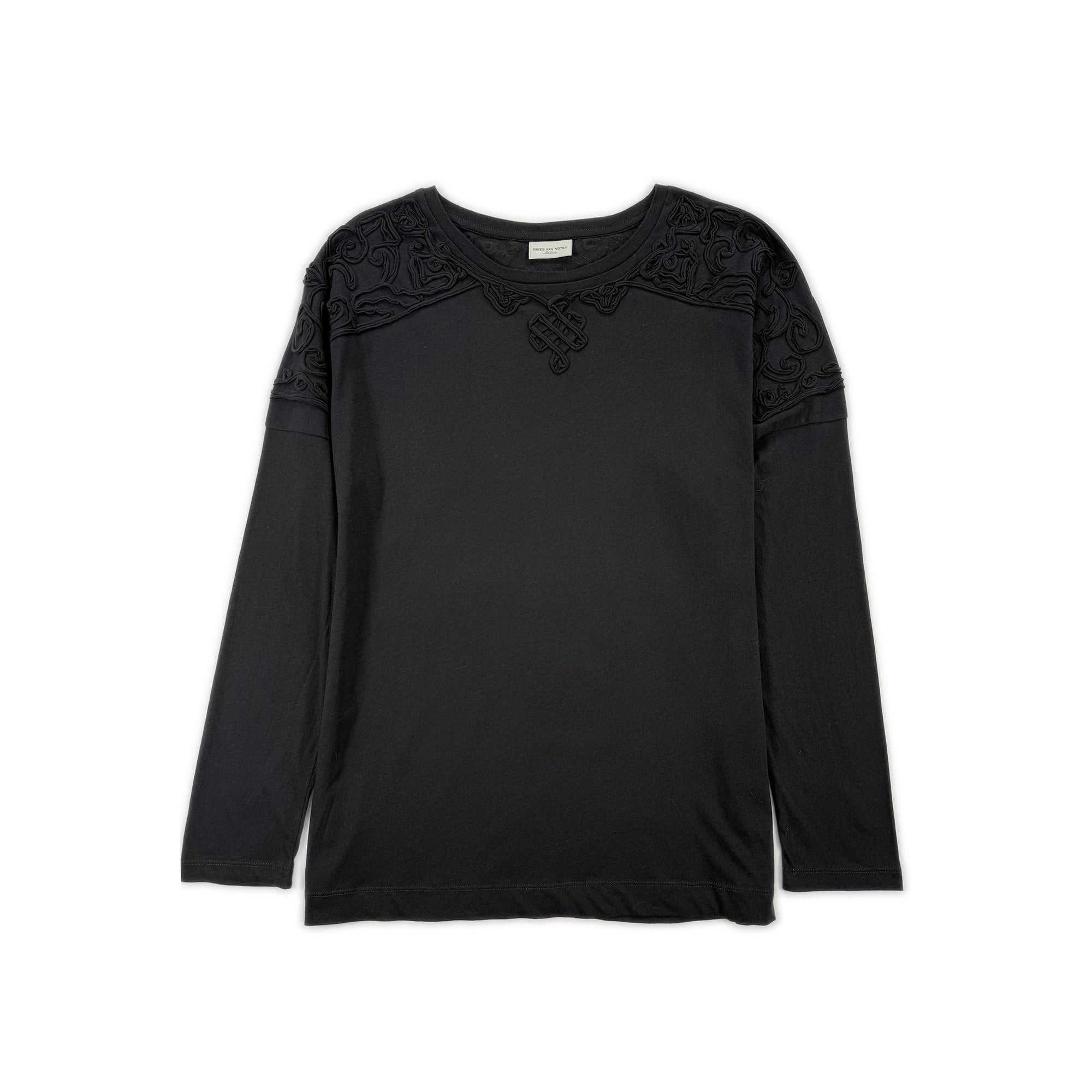 Textured Pattern Long Sleeve – Black