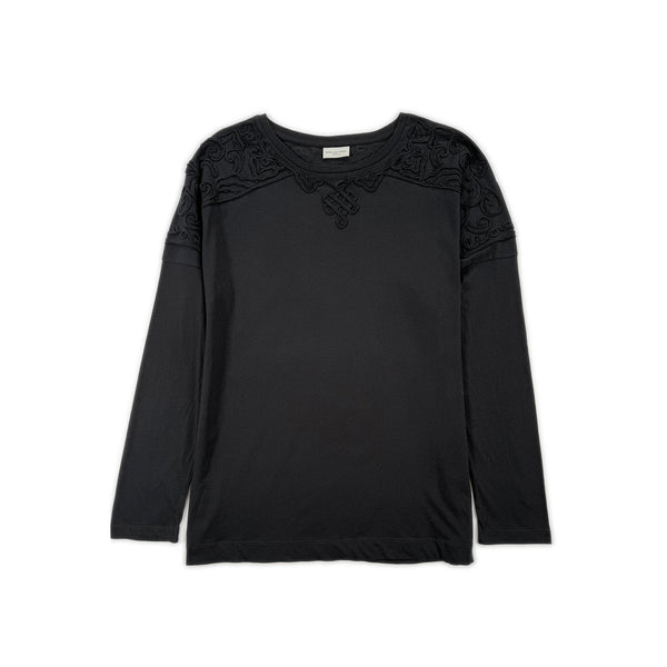 Textured Pattern Long Sleeve – Black