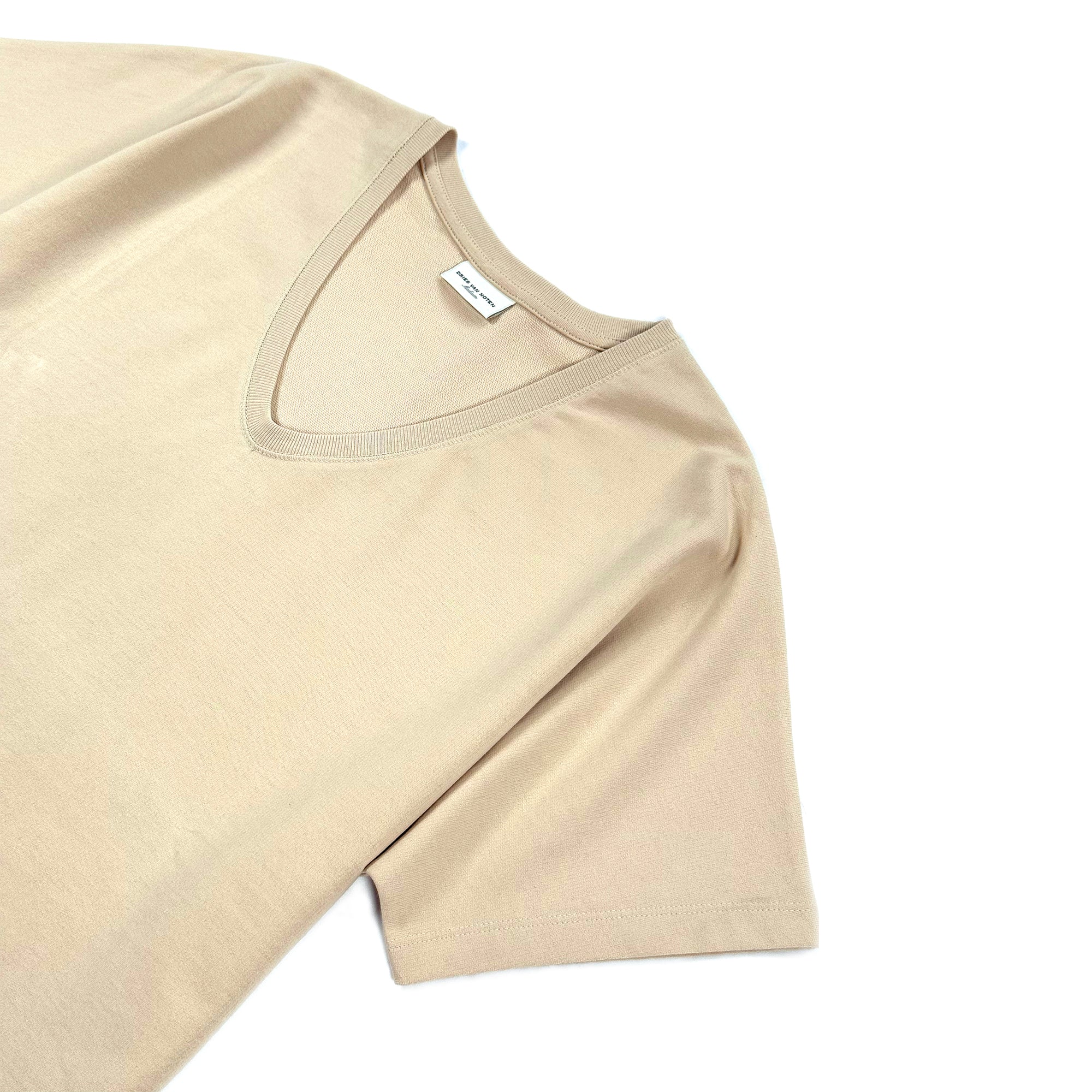 French Terry V-neck T-shirt – Beige