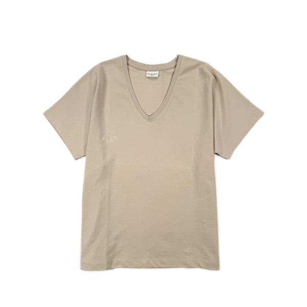 French Terry V-neck T-shirt – Beige