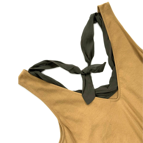 Panelled Chiffon Singlet – Sand