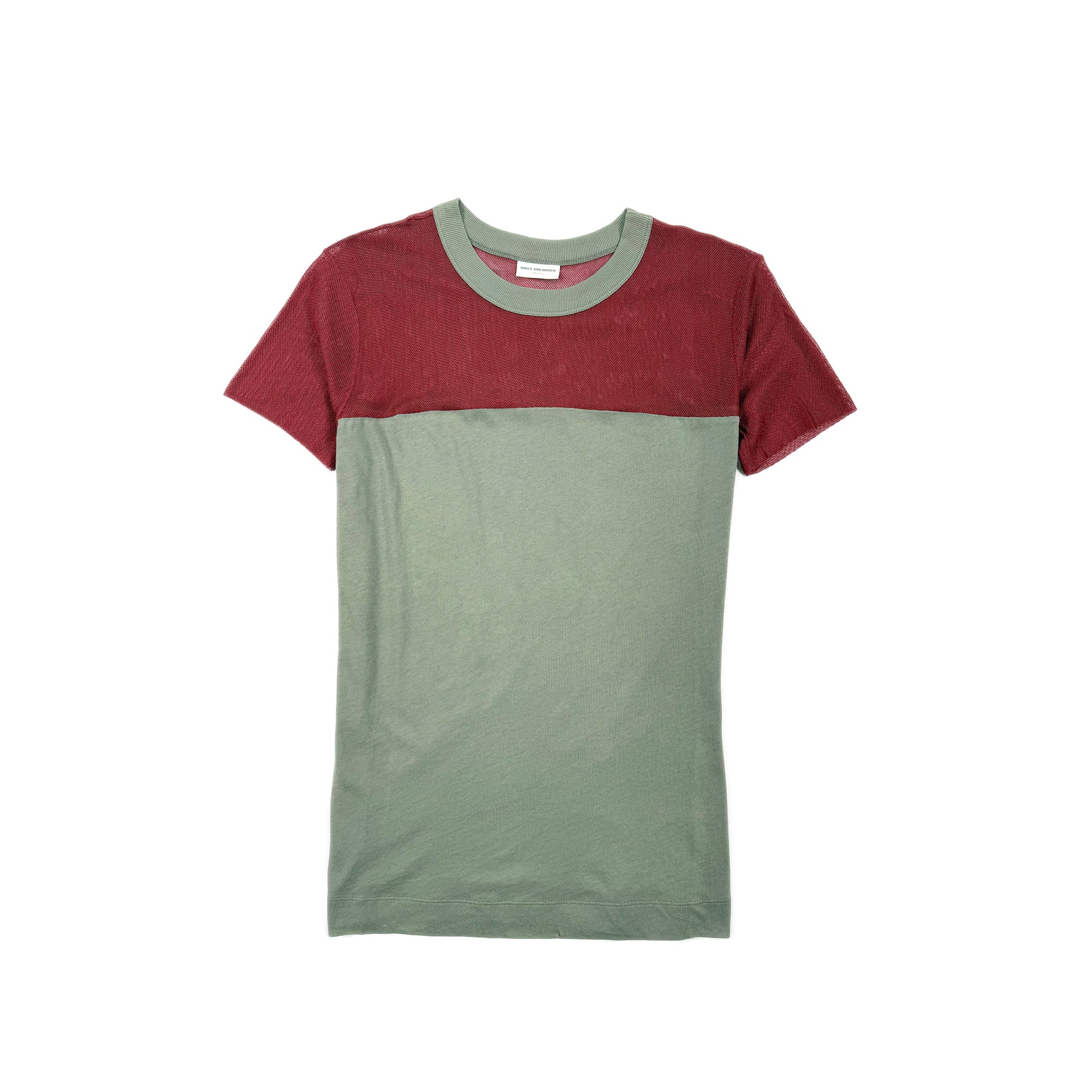 Two Tone Mesh Yoke T-Shirt