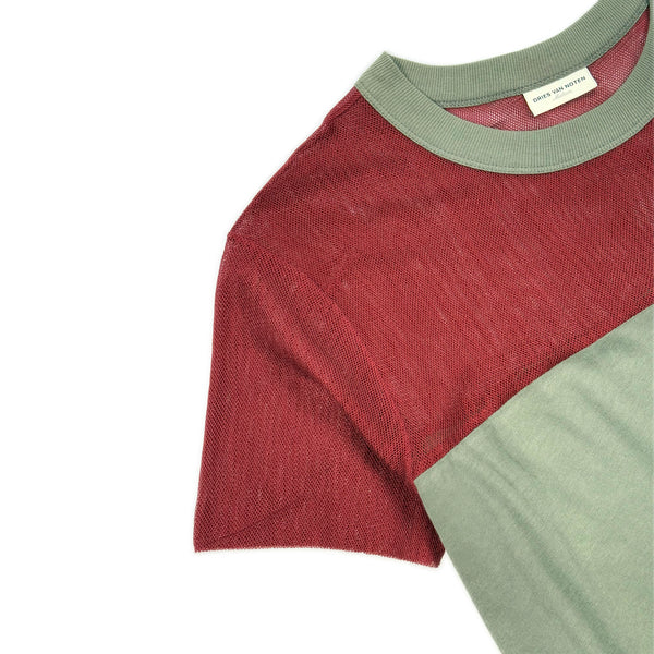 Two Tone Mesh Yoke T-Shirt