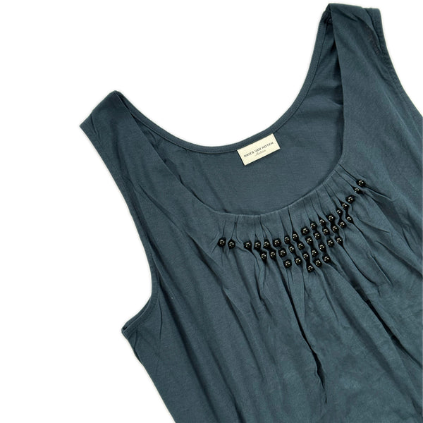 Beaded Gathered Tank – Midnight