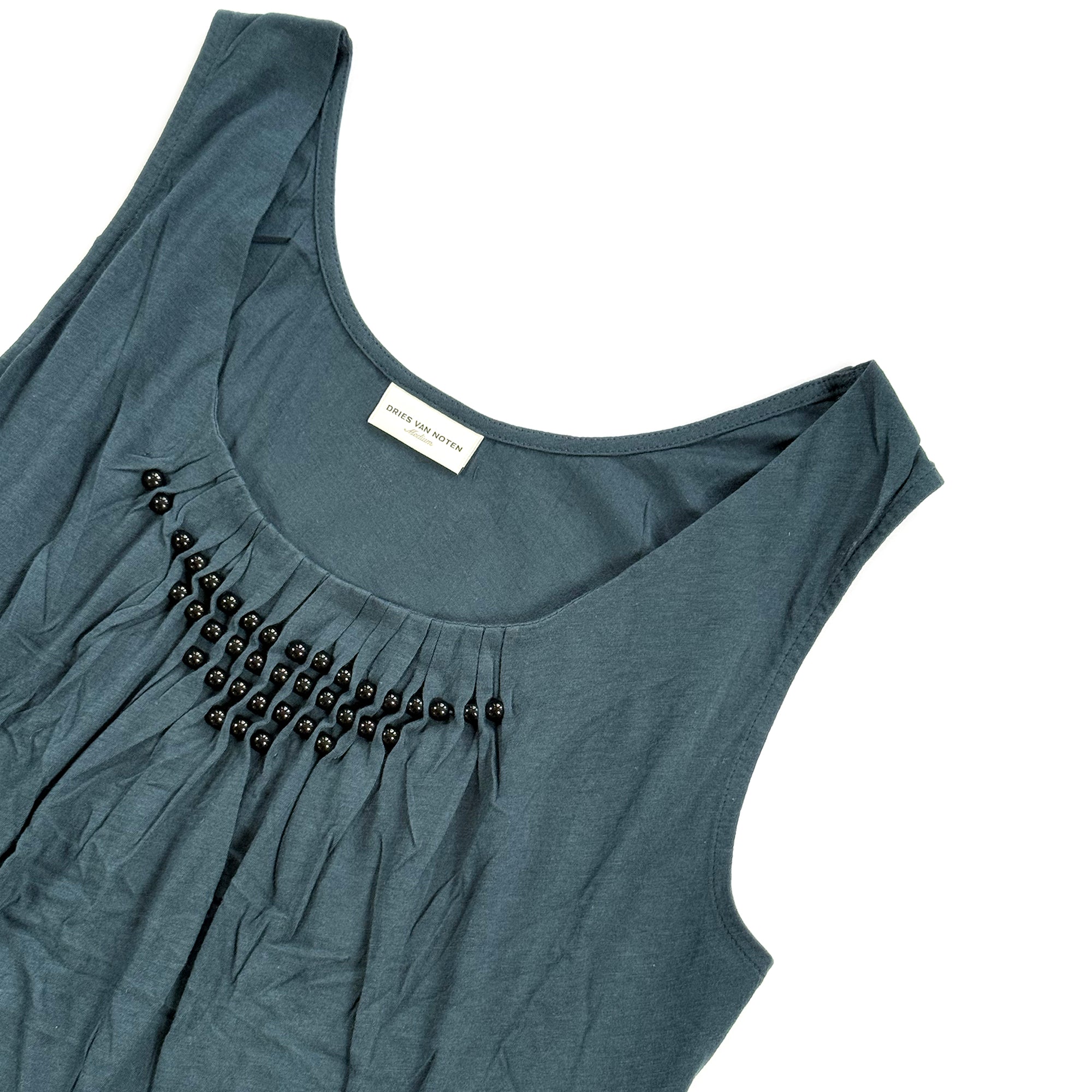 Beaded Gathered Tank – Midnight