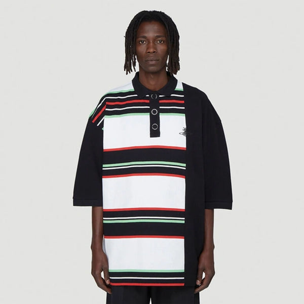 Oversized Striped Polo Shirt