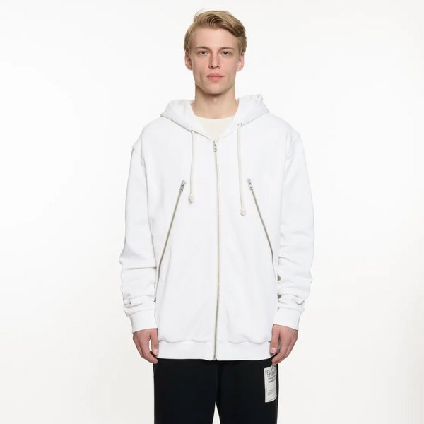 Triple Zip Hoodie - White