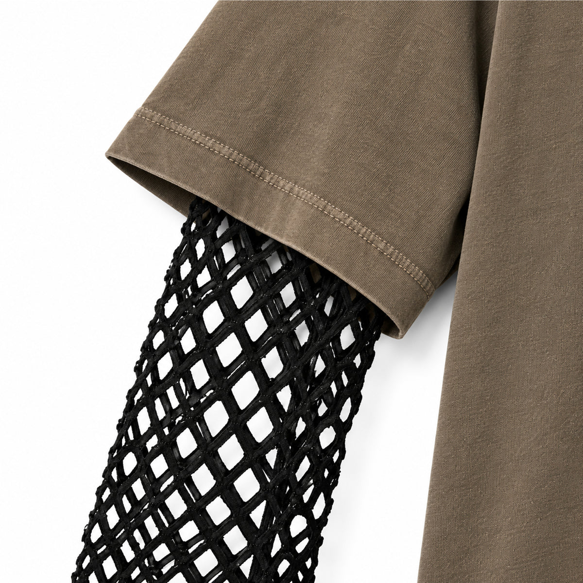 Dries Van Noten Layered Mesh Sleeve - Washed Khaki Green