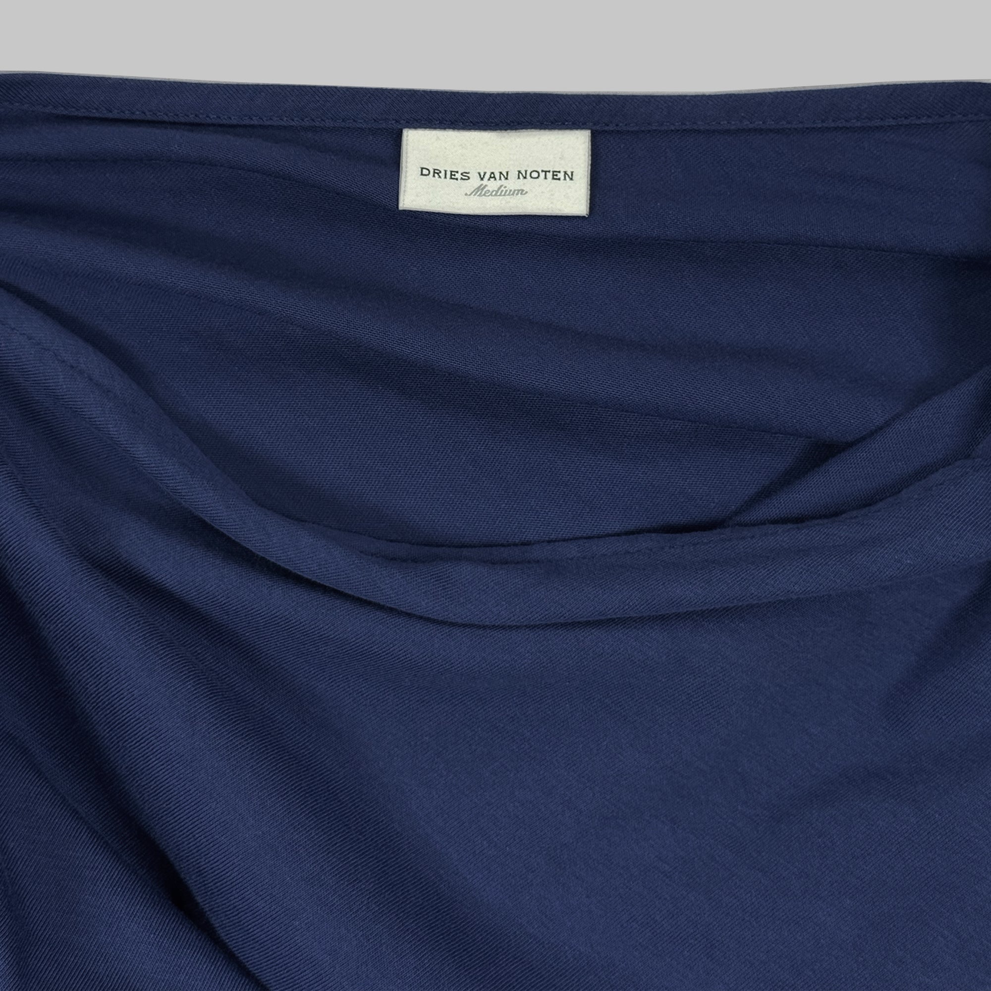 Asymmetric Tie Shoulder Top – Navy
