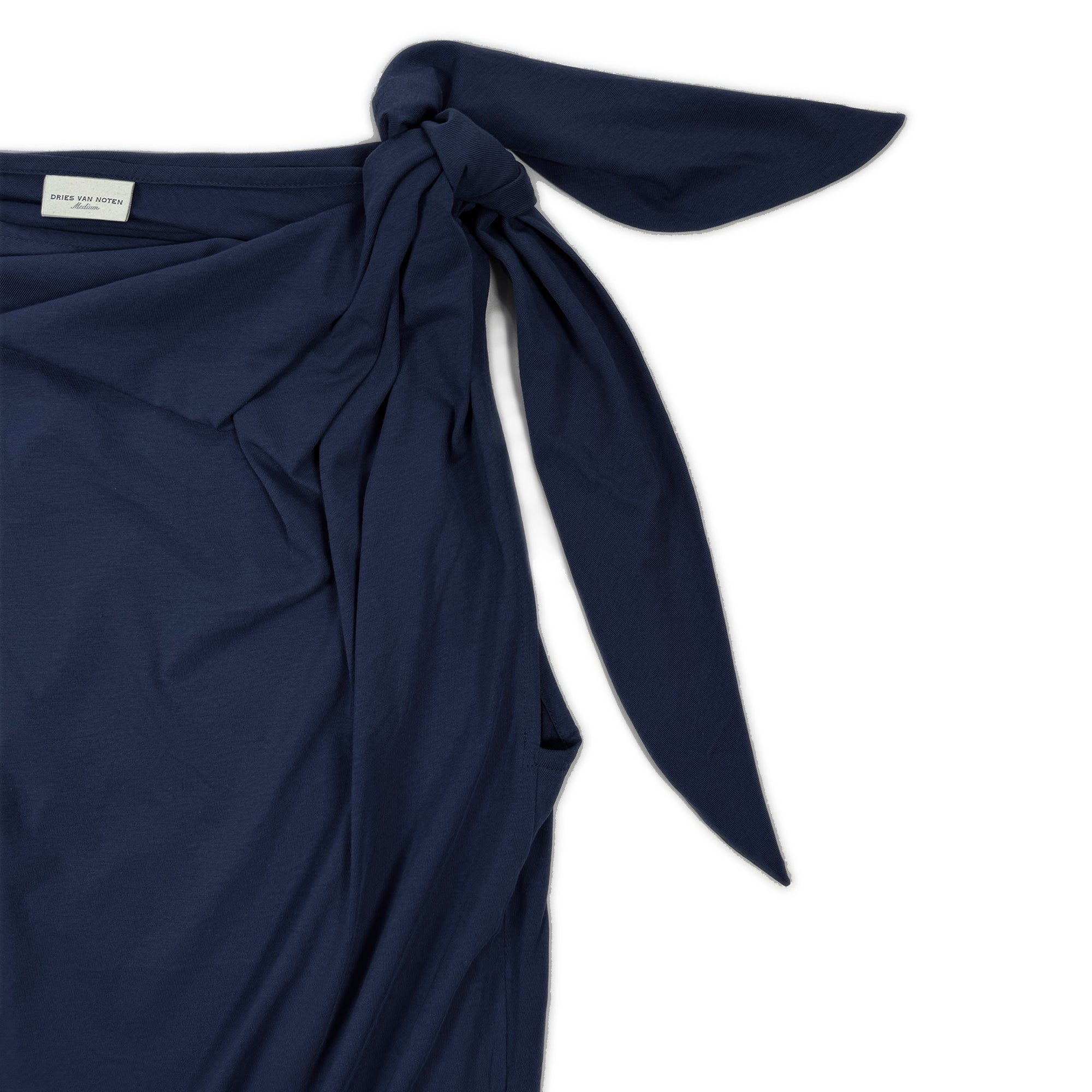 Asymmetric Tie Shoulder Top – Navy