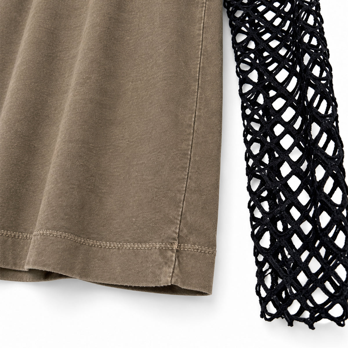 Dries Van Noten Layered Mesh Sleeve - Washed Khaki Green