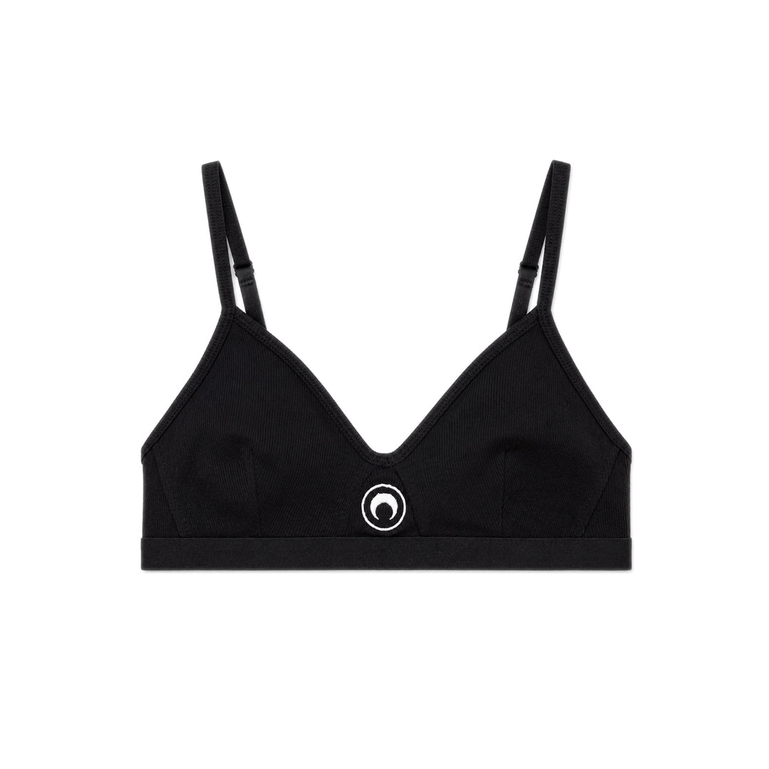 Moon Logo Organic Cotton 2x2 Bra - Black