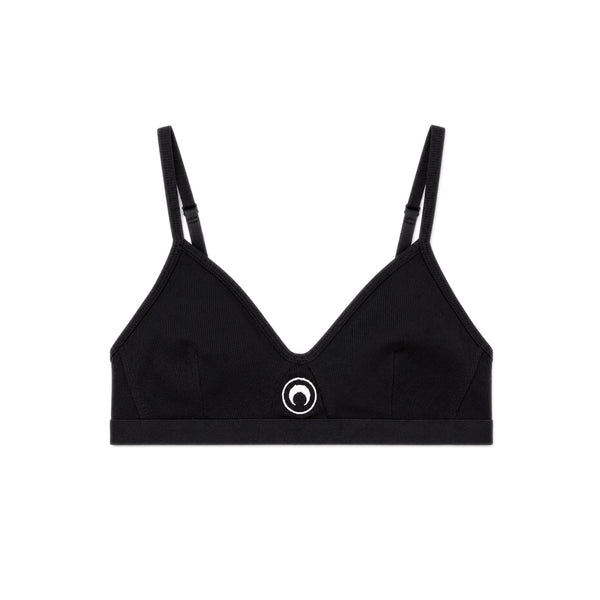 Moon Logo Organic Cotton 2x2 Bra - Black