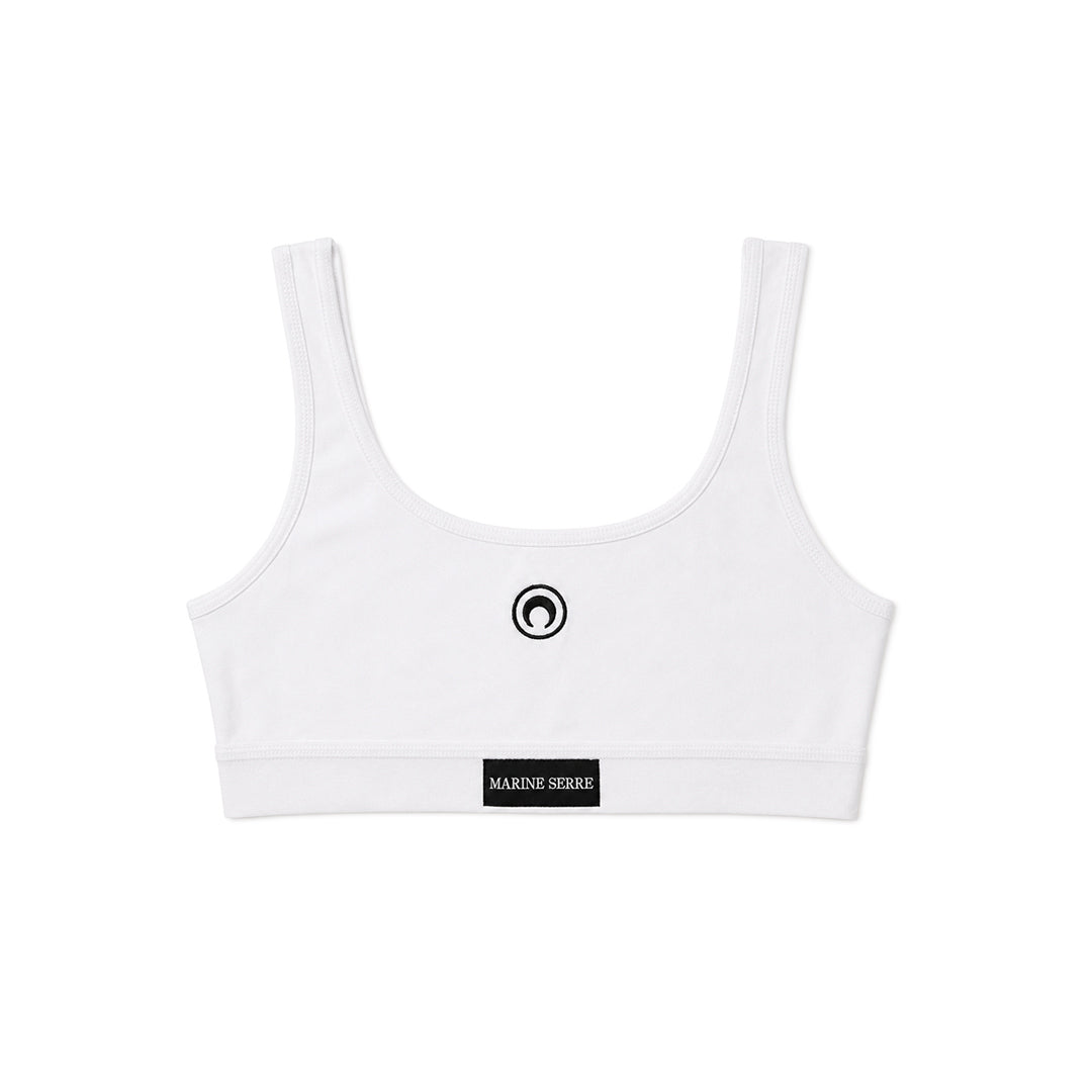 Moon Logo Stretch Sports Bra - White
