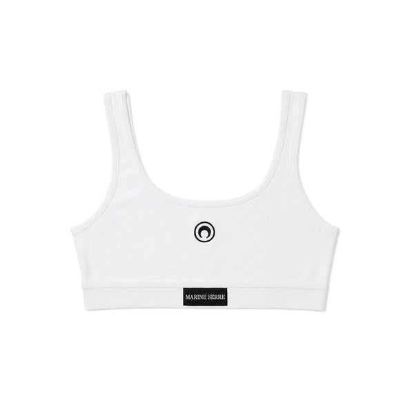 Moon Logo Stretch Sports Bra - White