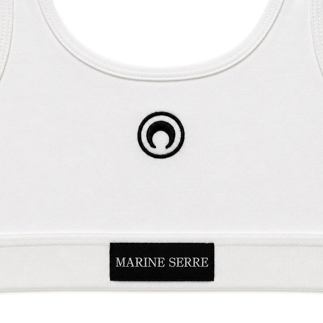 Moon Logo Stretch Sports Bra - White