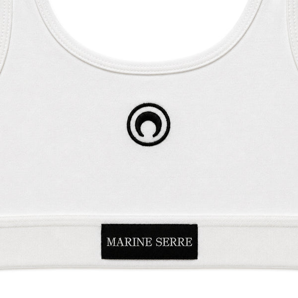 Moon Logo Stretch Sports Bra - White