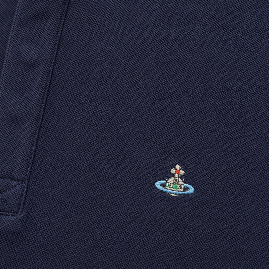 Round Neck Polo Shirt - Dark Navy