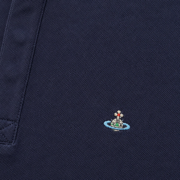 Round Neck Polo Shirt - Dark Navy