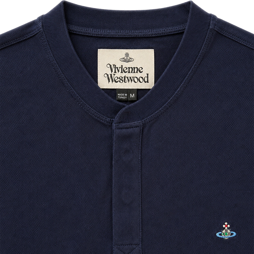 Round Neck Polo Shirt - Dark Navy