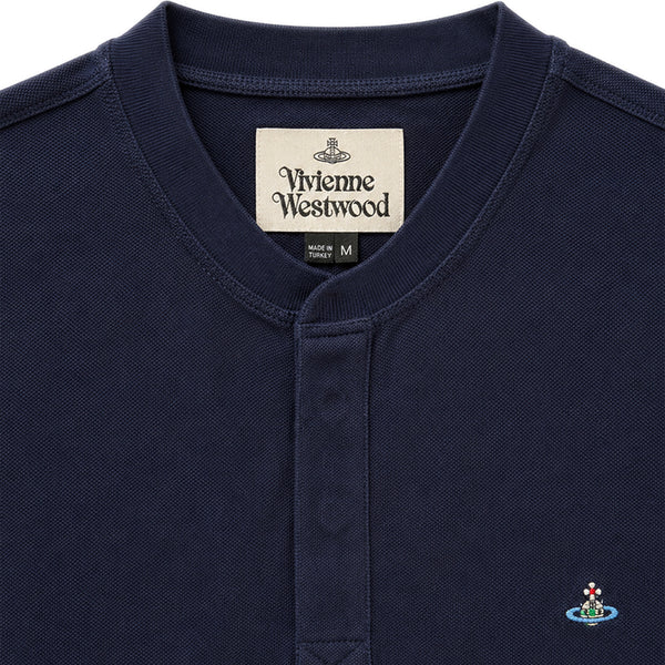 Round Neck Polo Shirt - Dark Navy
