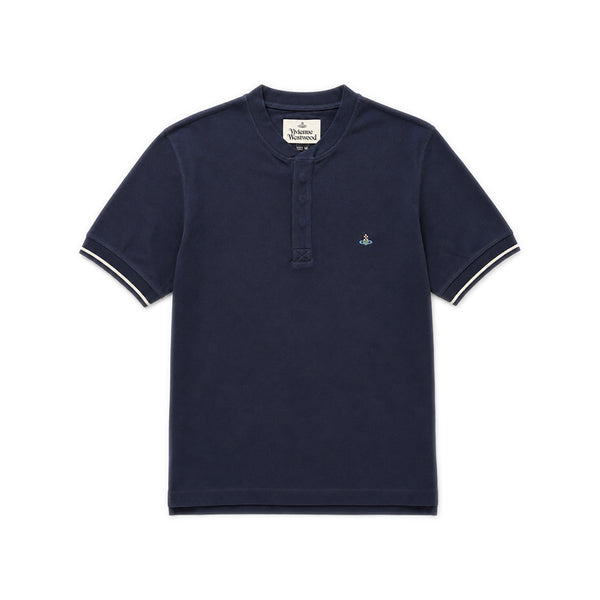 Round Neck Polo Shirt - Dark Navy