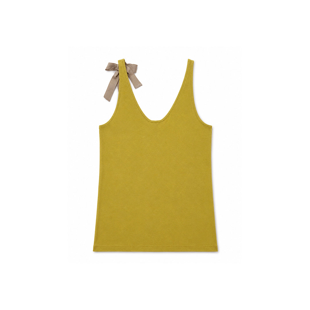 Embroidery Ribbon Tank - Chartreuse