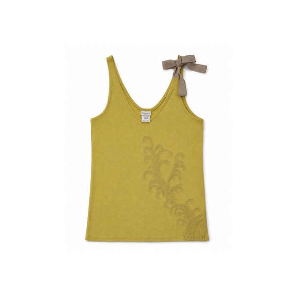 Embroidery Ribbon Tank - Chartreuse