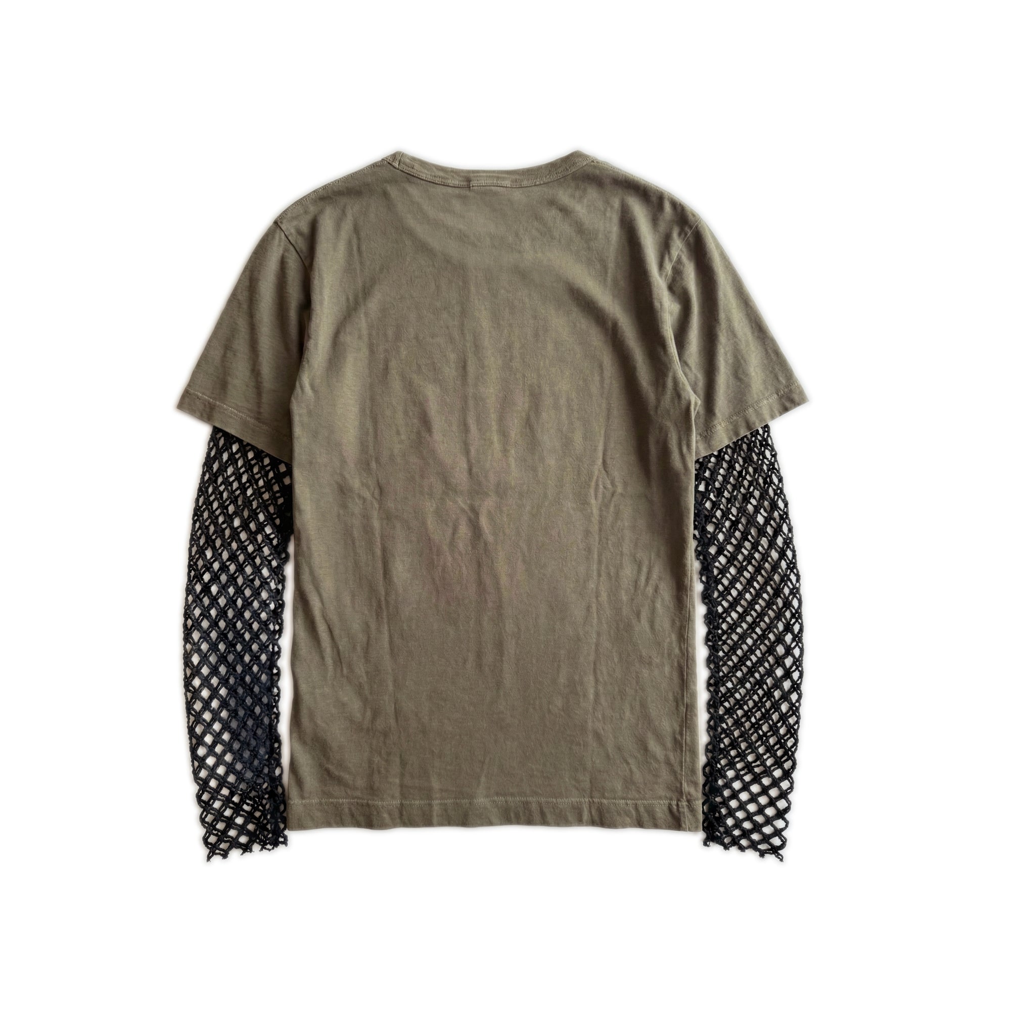 Layered Mesh Sleeve - Washed Khaki Green