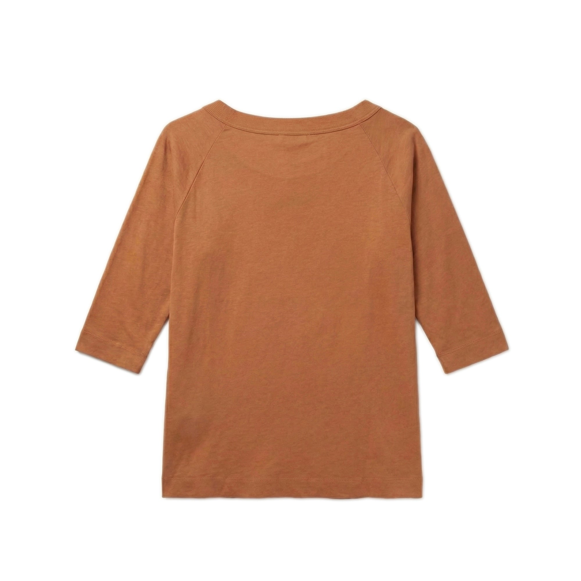 Fine Cotton Stripe Henley - Rust
