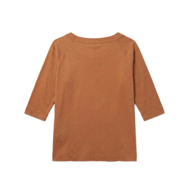 Fine Cotton Stripe Henley - Rust