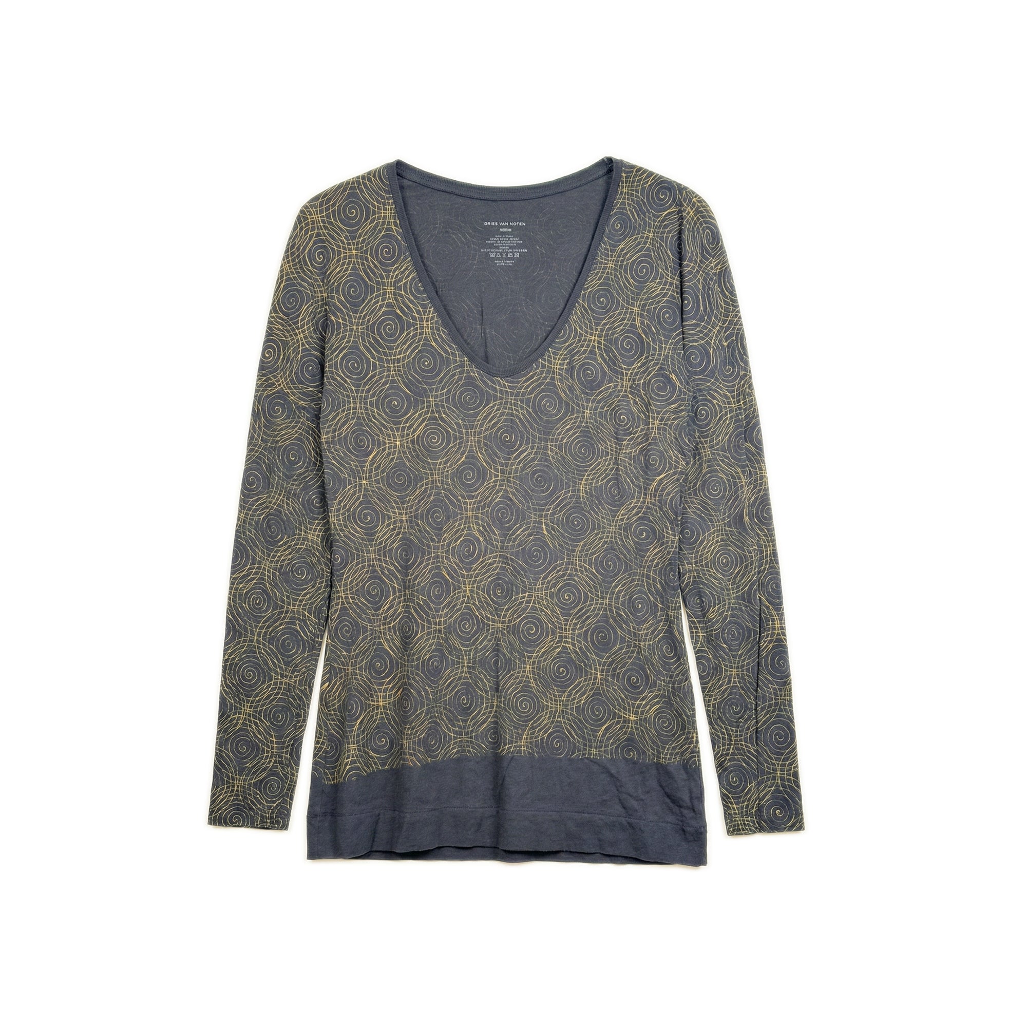 Spiral Print Long Sleeve - Charcoal