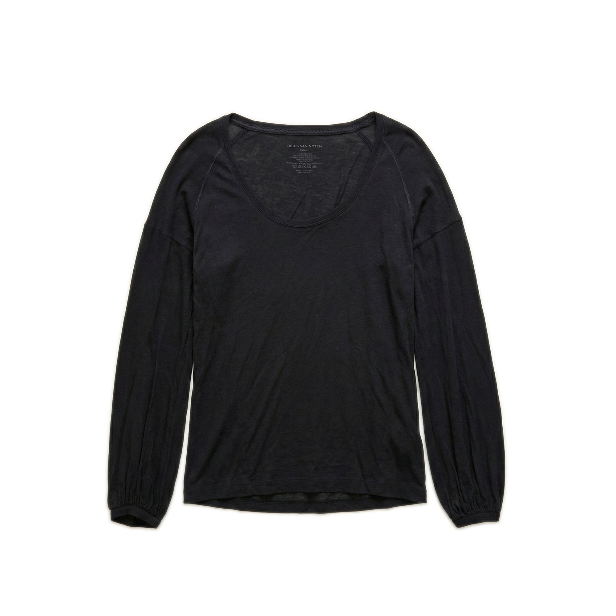 Bell Sleeve Semi Sheer Top - Black