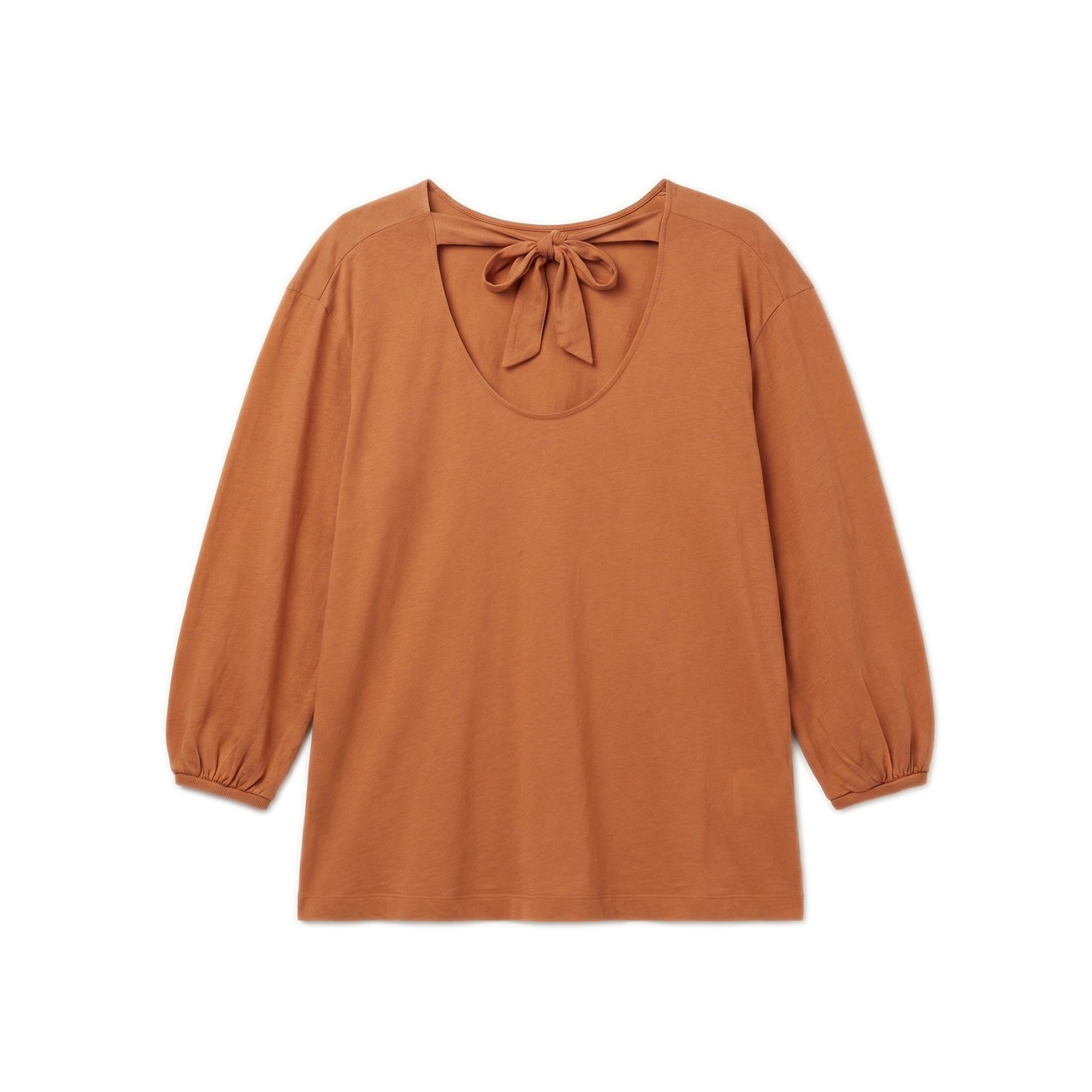 Lightweight Cotton Back-Tie Top - Rust