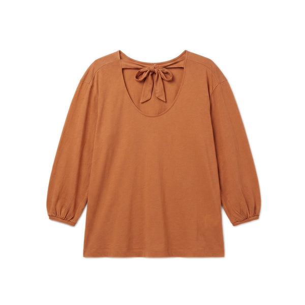 Lightweight Cotton Back-Tie Top - Rust