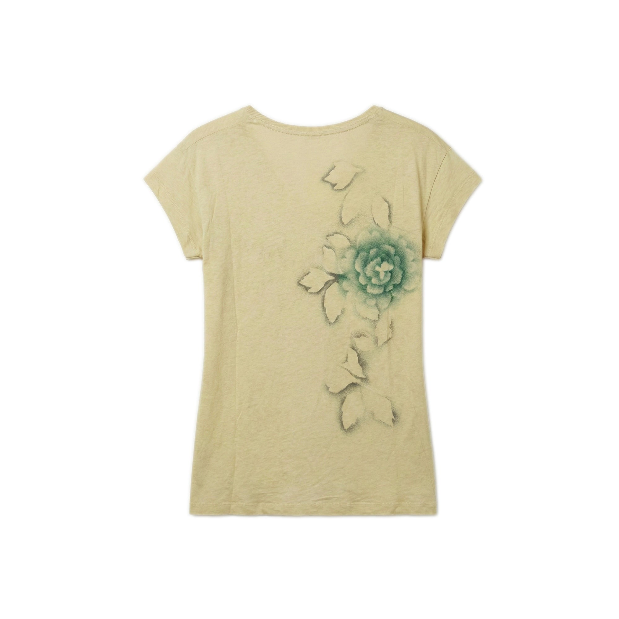 Floral Print T-shirt - Pale Olive