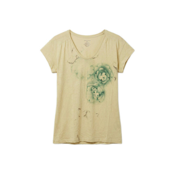 Floral Print T-shirt - Pale Olive