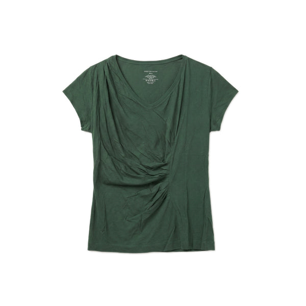 Asymmetric Gathered T-shirt - Forest