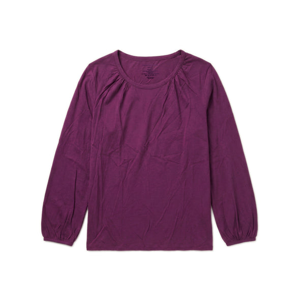 Bell Sleeve Gathered Long Sleeve - Magenta