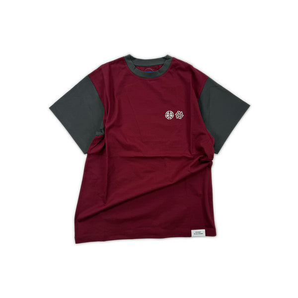 Two-Tone Logo T-Shirt – Burgundy/Grey