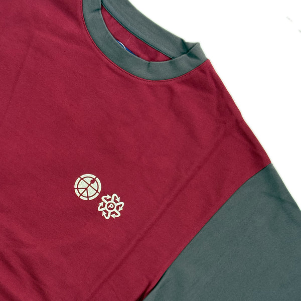 Two-Tone Logo T-Shirt – Burgundy/Grey