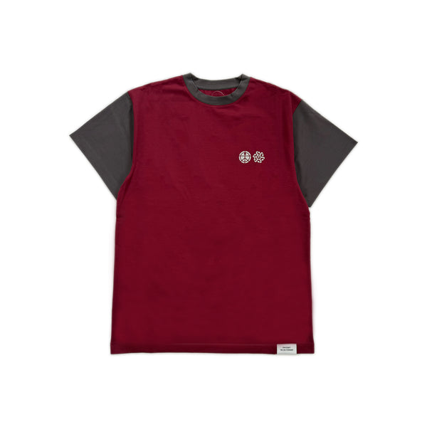 Two-Tone Logo T-Shirt – Burgundy/Grey