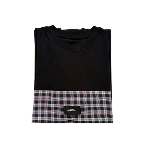 Check Panel T-Shirt – Black