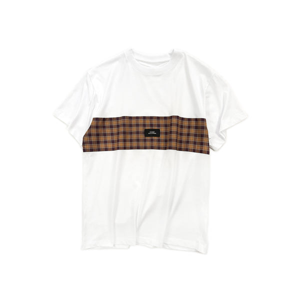 Check Panel T-Shirt – White/Brown