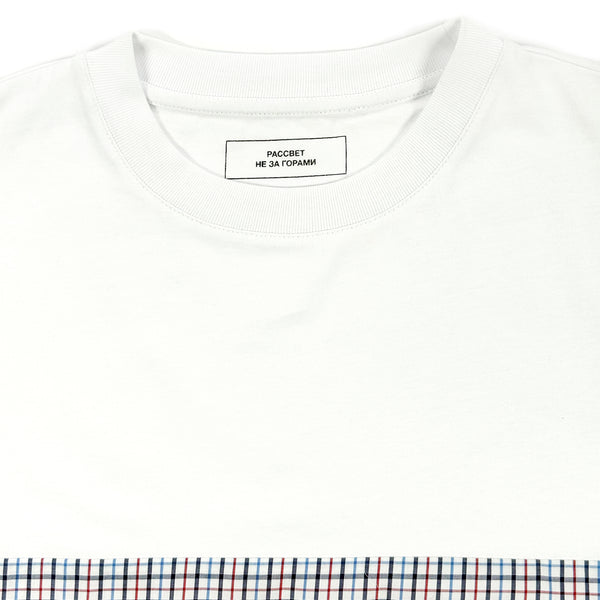 Check Panel T-Shirt – White/Blue