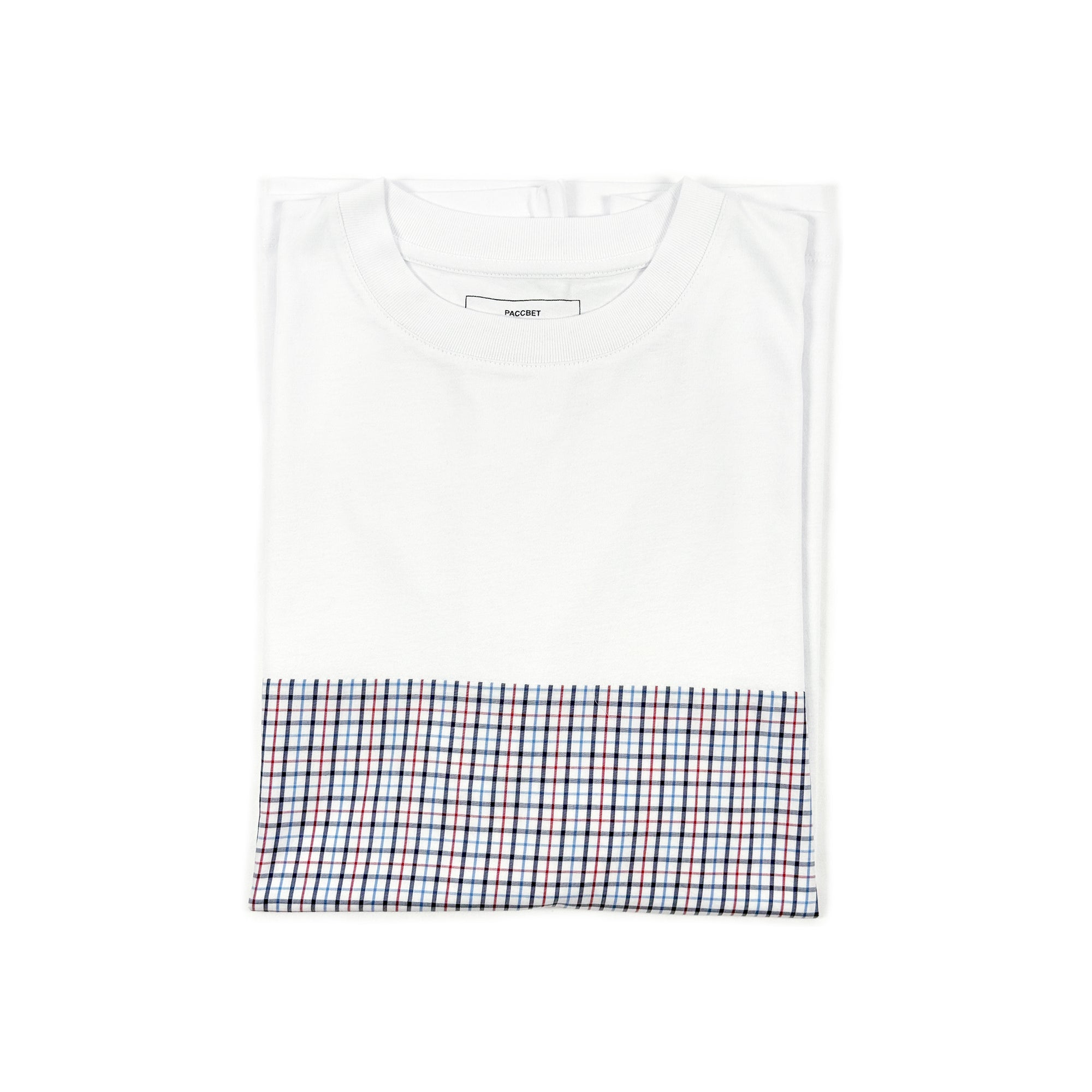 Check Panel T-Shirt – White/Blue